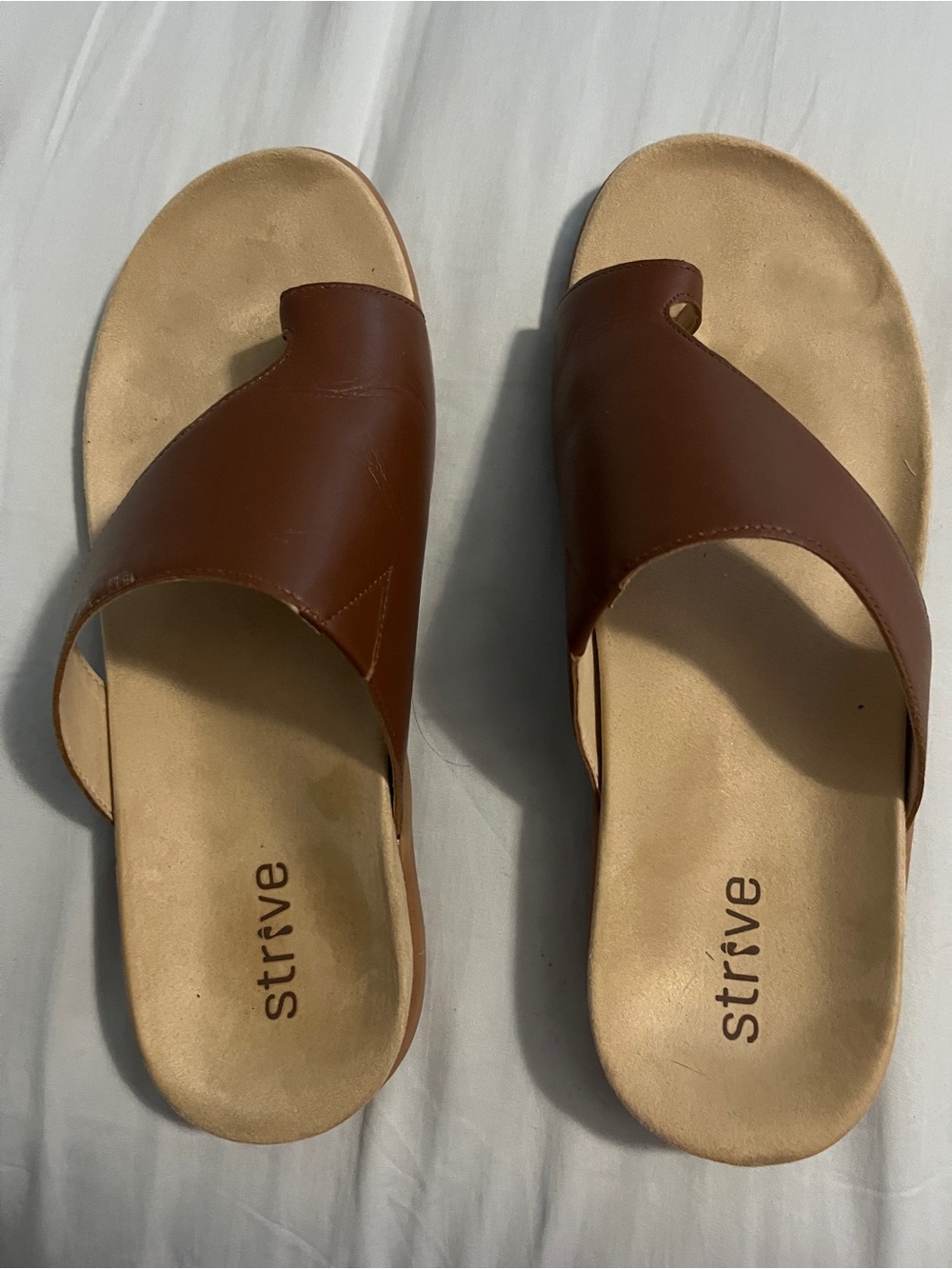 NWOT- Strive Capri Sandals, Tan, Size 10